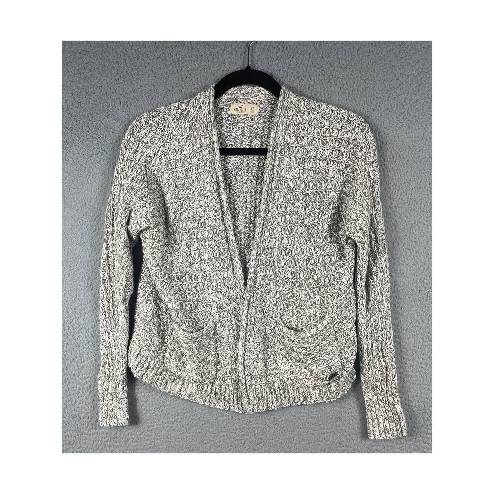 Hollister Grey White Knit Cardigan Sweater Juniors Size XS